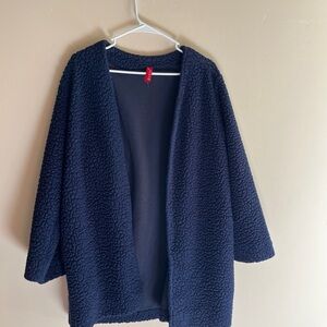 Blue Sherpa Boucle Plush teddy Fleece jacket Coat preppy lagum lagenlook winter